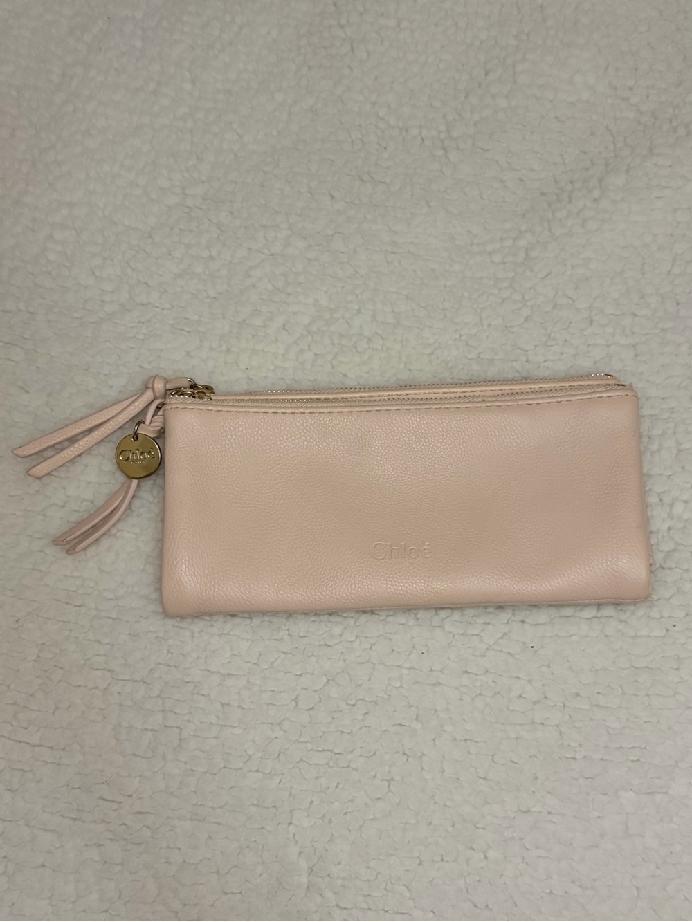 Chloé Blush Pink Leather Double Zip Pouch Bag